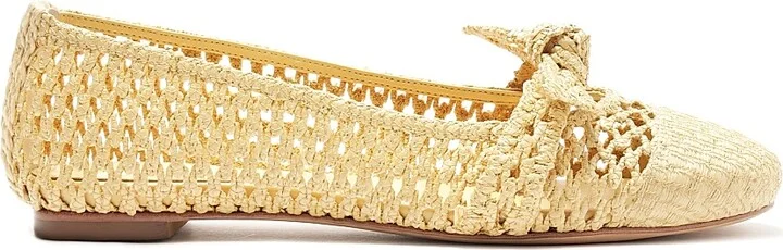 Women's Clarita Knotted Raffia Ballerina Flats - Natural - Size 11