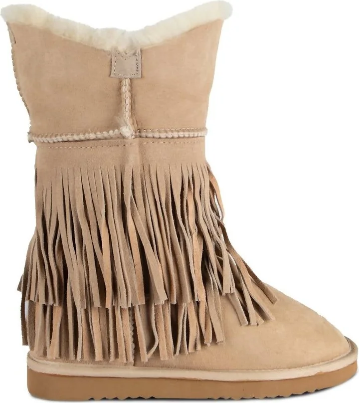 Women's Classic Fringed Sheepskin Boot In Sand
