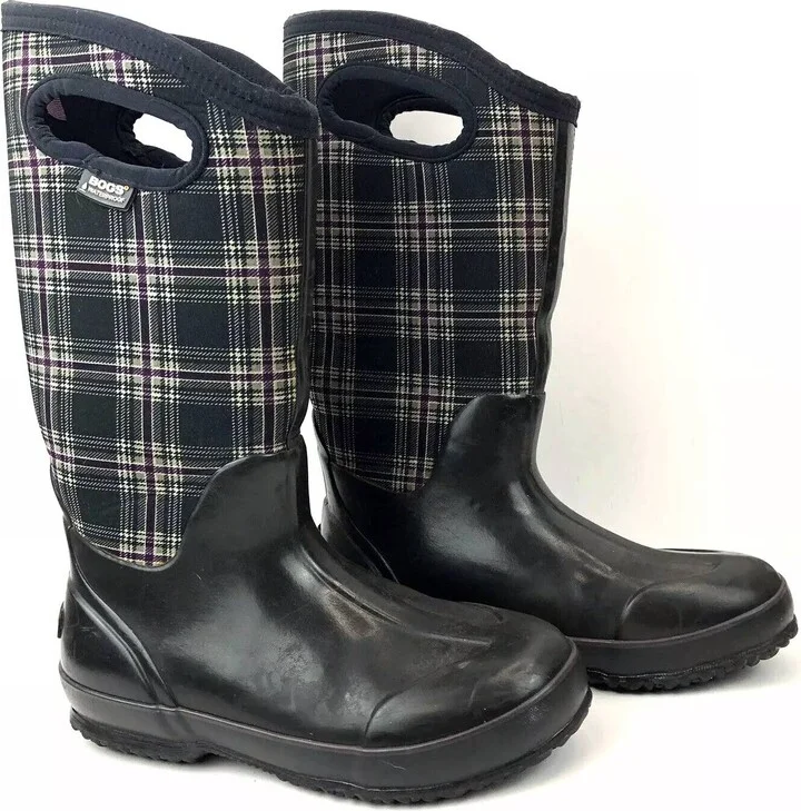 Women's Classic High Winter Boot In Black Plaid