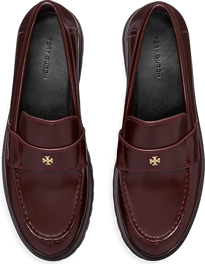 Women's Classic Leather Lug Loafers - Plum - Size 10 - Image 3