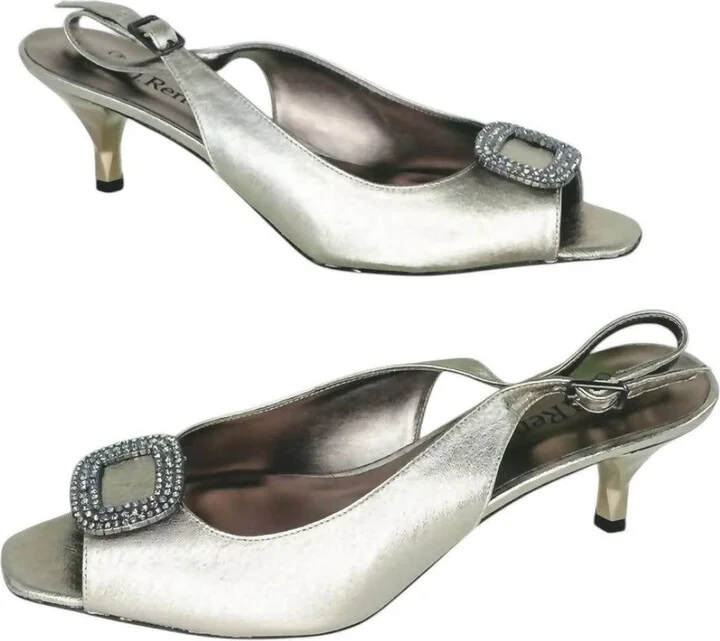 Women's Classic Leather Pump Heel In Taupe Metallic Nappa Leather