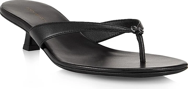 Women's Classic Logo 35MM Leather Kitten-Heel Sandals - Black - Size 11 - Image 2