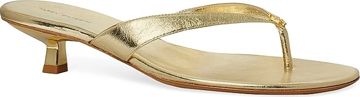 Women's Classic Logo 35MM Metallic Leather Thong Sandals - Gold - Size 10 - Image 2