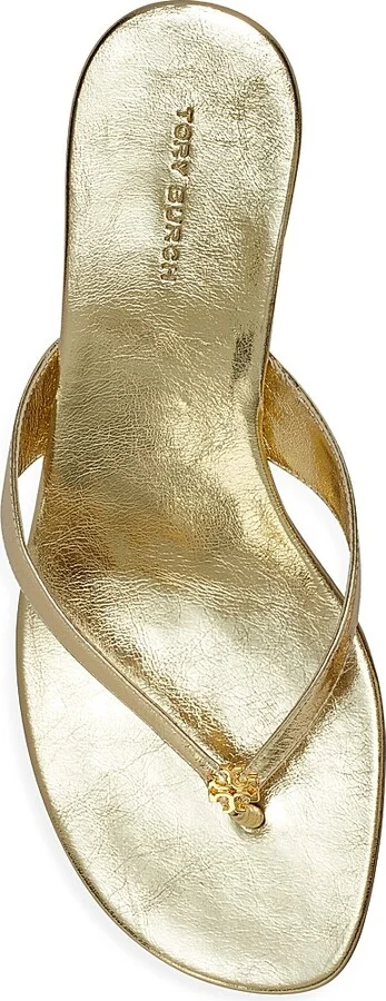 Women's Classic Logo 35MM Metallic Leather Thong Sandals - Gold - Size 10 - Image 3