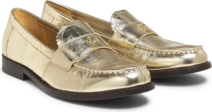 Women's Classic Metallic Leather Loafers - Spark Gold - Size 5 - Image 2