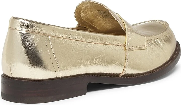 Women's Classic Metallic Leather Loafers - Spark Gold - Size 5 - Image 3