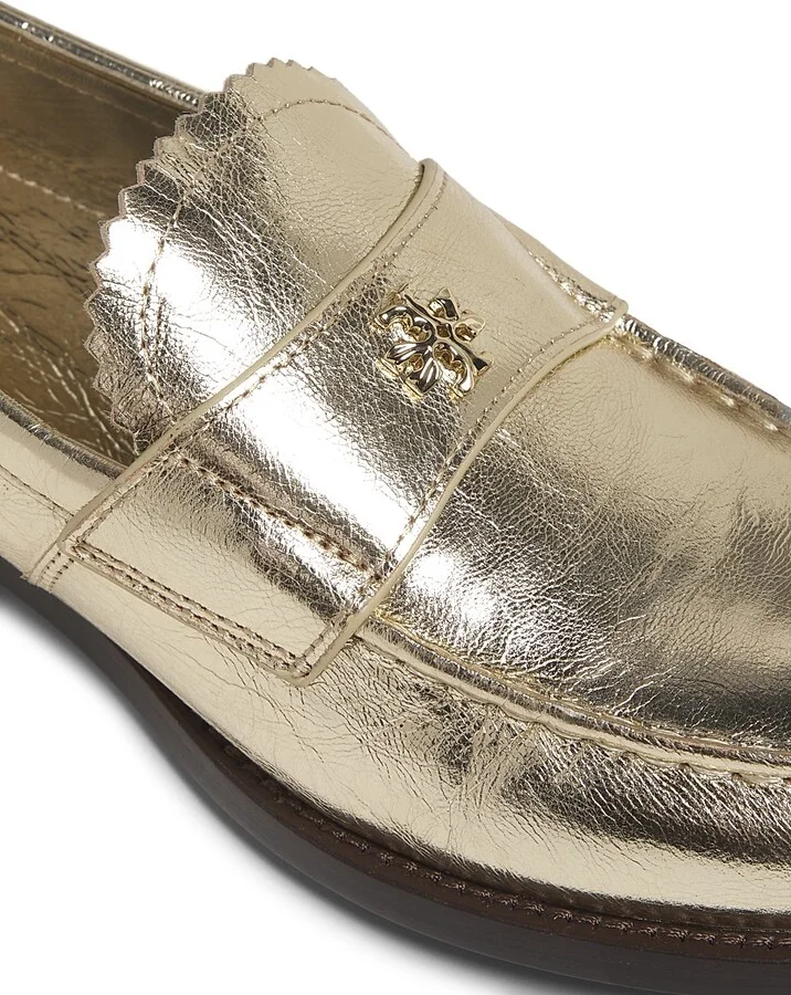 Women's Classic Metallic Leather Loafers - Spark Gold - Size 5 - Image 5