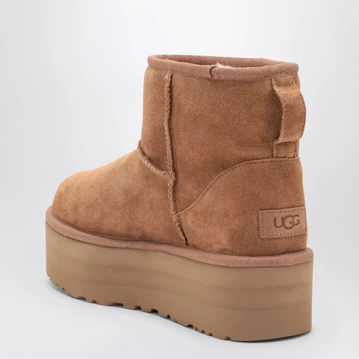 Women's Classic Mini Platform Boots In Chestnut - Image 2