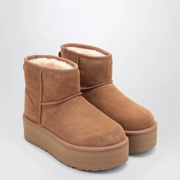 Women's Classic Mini Platform Boots In Chestnut