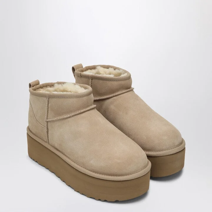 Women's Classic Ultra Mini Boots With Sand-Colou Platform