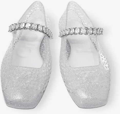 Womens Clear/Silver/Crystal The Jelly Glitter-Embellished Ballet Flats Eur 38/5 Uk Women - Image 2
