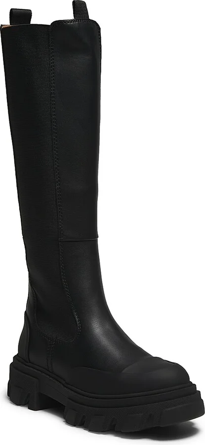 Women's Cleated Knee-High Chelsea Boots - Black - Size 6 - Image 2