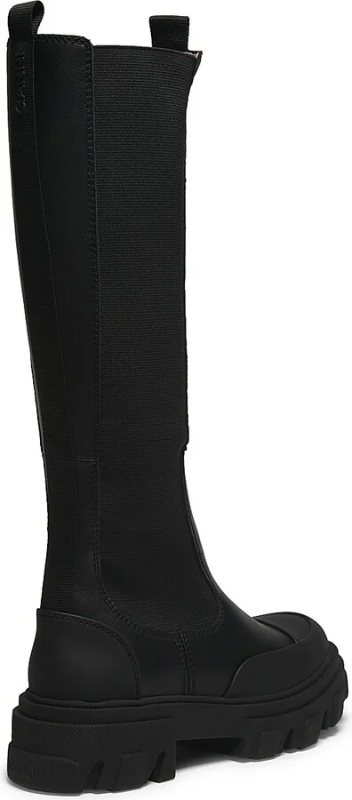 Women's Cleated Knee-High Chelsea Boots - Black - Size 6 - Image 3