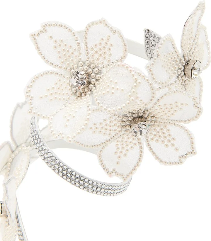 Women's Cleo 105MM Crystal-Embellished Floral Satin Sandals - Ivory Satin Crystal Cream - Size 6.5 - Image 7