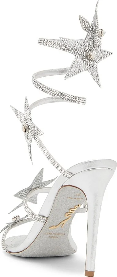 Women's Cleo 105MM Crystal-Embellished Star Satin Sandals - Grey Satin Labrador Strass - Size 5.5 - Image 3