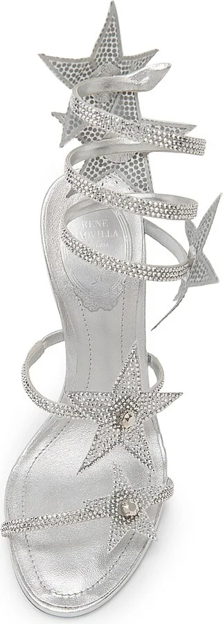 Women's Cleo 105MM Crystal-Embellished Star Satin Sandals - Grey Satin Labrador Strass - Size 5.5 - Image 4