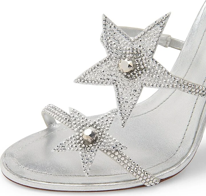 Women's Cleo 105MM Crystal-Embellished Star Satin Sandals - Grey Satin Labrador Strass - Size 5.5 - Image 5
