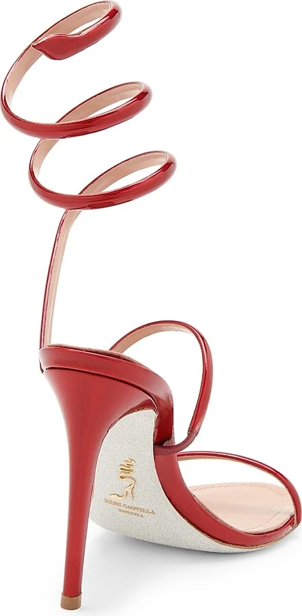 Women's Cleo 105MM Leather Sandals - Red - Size 6.5 - Image 3