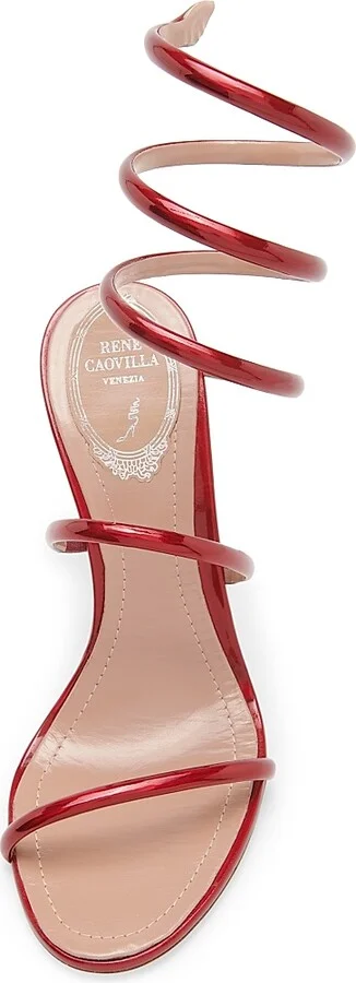 Women's Cleo 105MM Leather Sandals - Red - Size 6.5 - Image 4