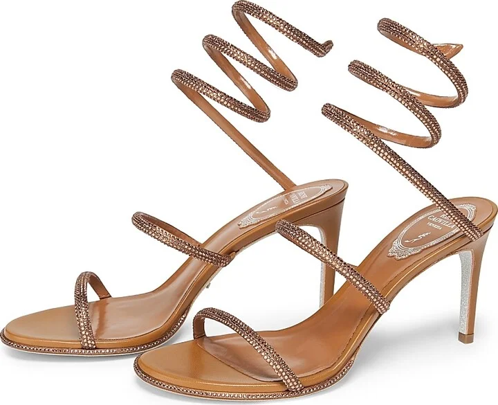 Women's Cleo 75MM Satin Sandals - Tabac - Size 5 - Image 2