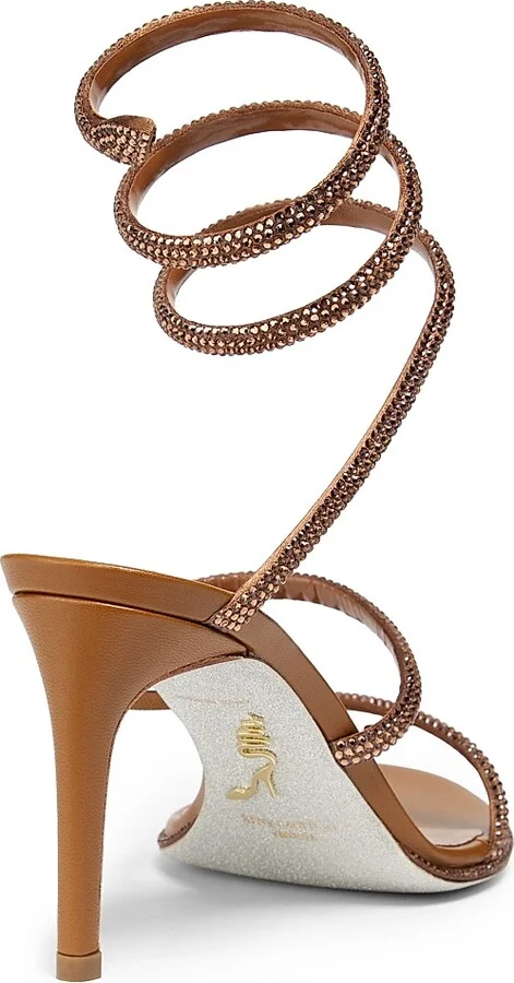 Women's Cleo 75MM Satin Sandals - Tabac - Size 5 - Image 3