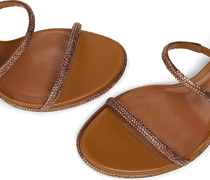 Women's Cleo 75MM Satin Sandals - Tabac - Size 5 - Image 4