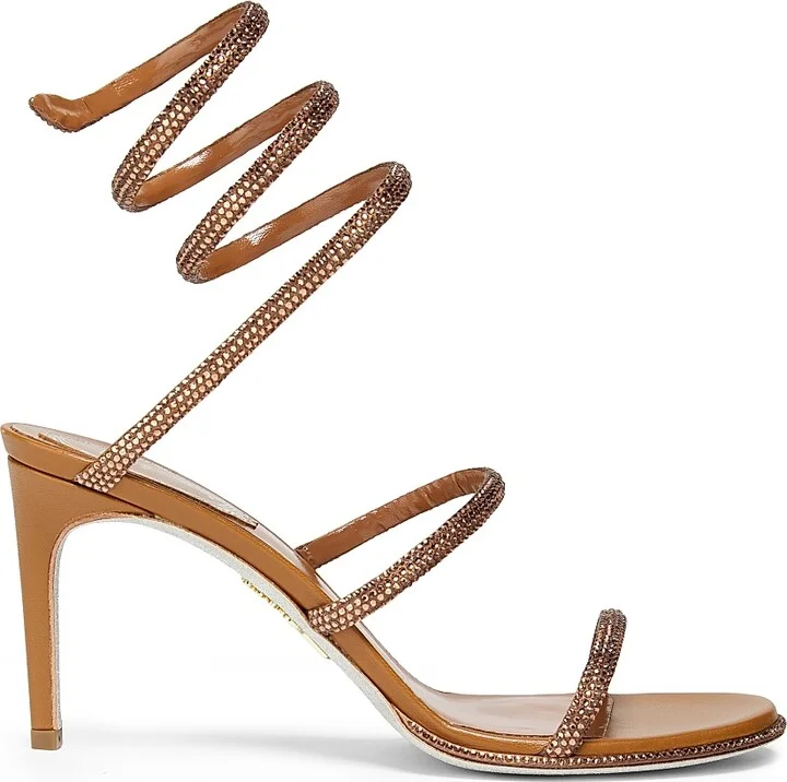 Women's Cleo 75MM Satin Sandals - Tabac - Size 5