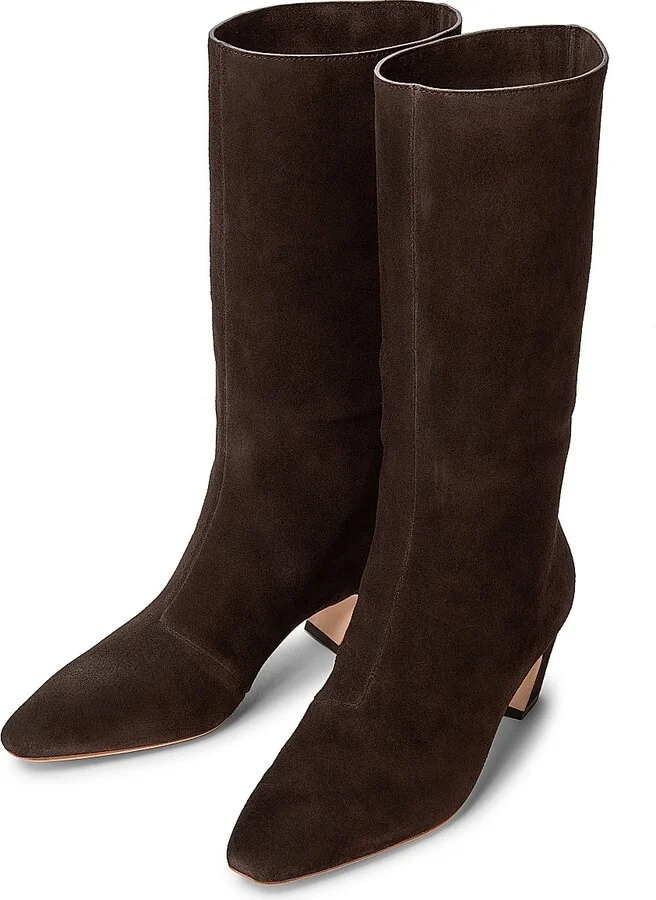 Women's Cleo Suede Curved-Heel Boots - Brown - Size 9.5 - Image 4