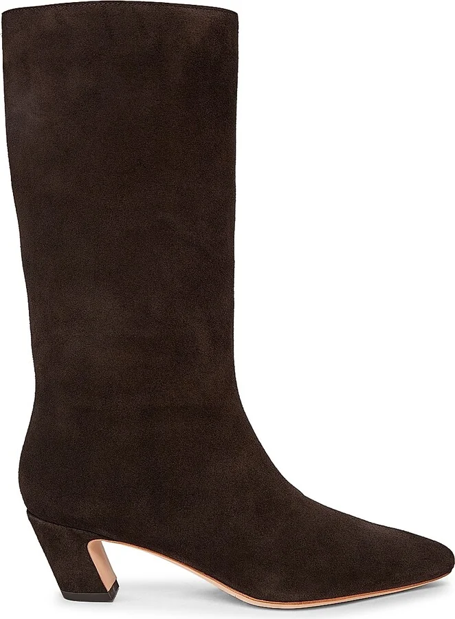 Women's Cleo Suede Curved-Heel Boots - Brown - Size 9.5