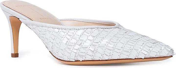 Women's Clio 65MM Sequin Mules - White Sequins - Size 6 - Image 3