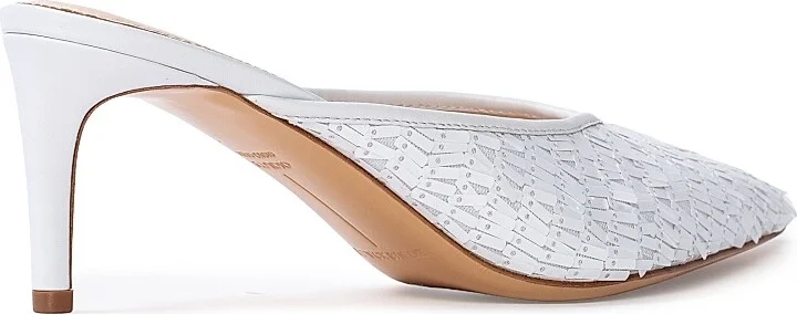 Women's Clio 65MM Sequin Mules - White Sequins - Size 6 - Image 4