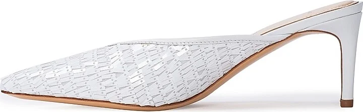 Women's Clio 65MM Sequin Mules - White Sequins - Size 6 - Image 5