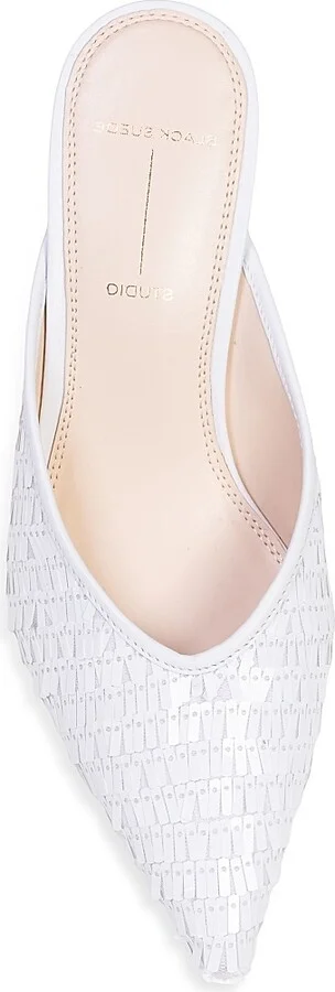 Women's Clio 65MM Sequin Mules - White Sequins - Size 6 - Image 6