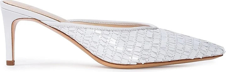 Women's Clio 65MM Sequin Mules - White Sequins - Size 6