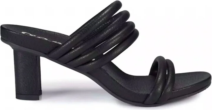 Women's Clover Heels In Black Pebble Nappa