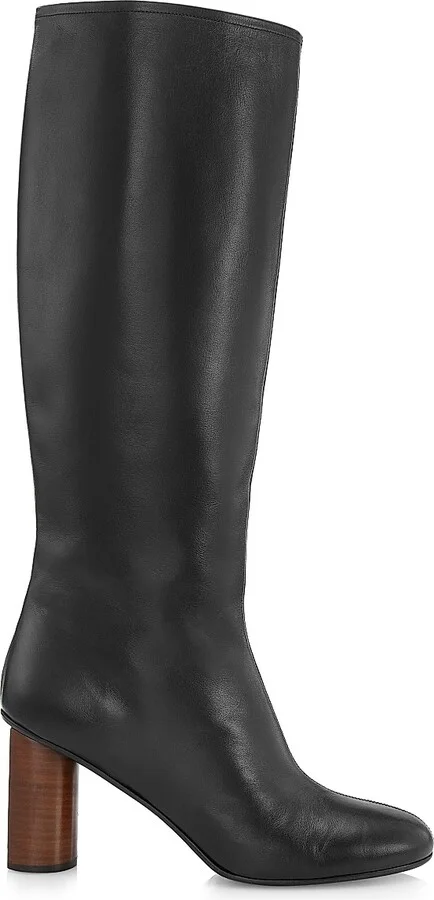 Women's Co-Front 80MM Leather Tall Boots - Black - Size 6.5