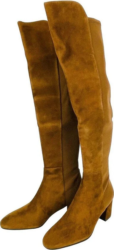 Women's Coffee Brown Suede Heel Knee High Boots (36 EU / 5.5 B US) - Image 3