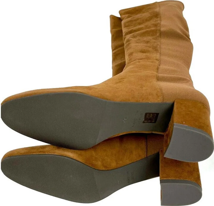 Women's Coffee Brown Suede Heel Knee High Boots (36 EU / 5.5 B US) - Image 6