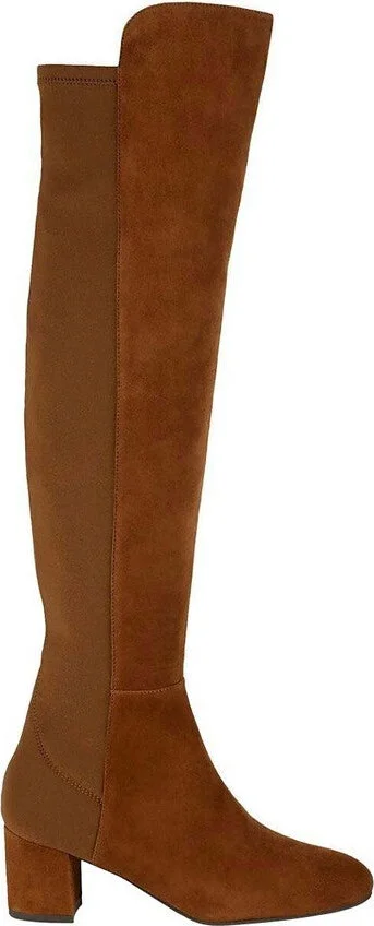 Women's Coffee Brown Suede Heel Knee High Boots (36 EU / 5.5 B US)