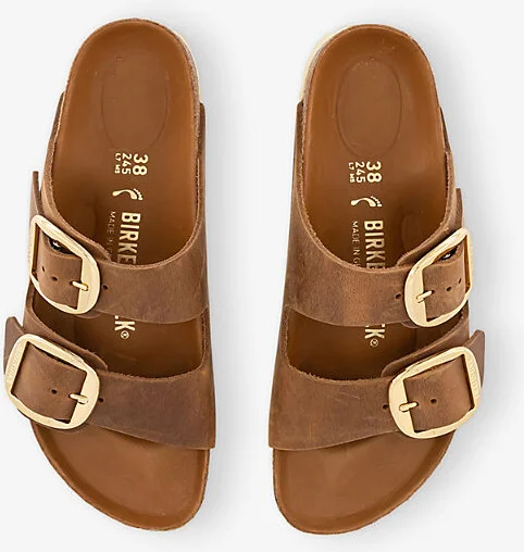 Womens Cognac Arizona Big Buckle Suede Sandals Eur 37 / 4 Uk Women - Image 2
