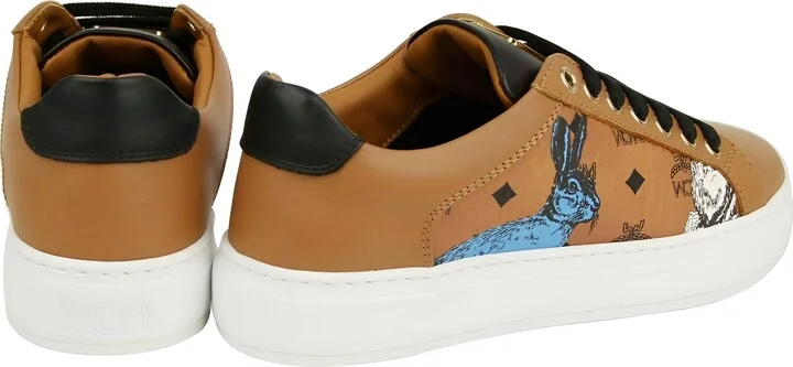 Women's Cognac Brown Visetos Leather Rabbit Print Sneakers (36 EU / 6 US) - Image 5