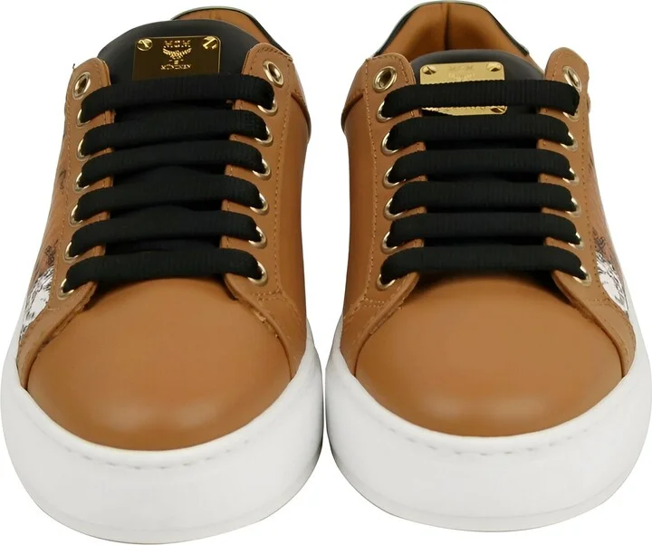 Women's Cognac Brown Visetos Leather Rabbit Print Sneakers (36 EU / 6 US) - Image 3