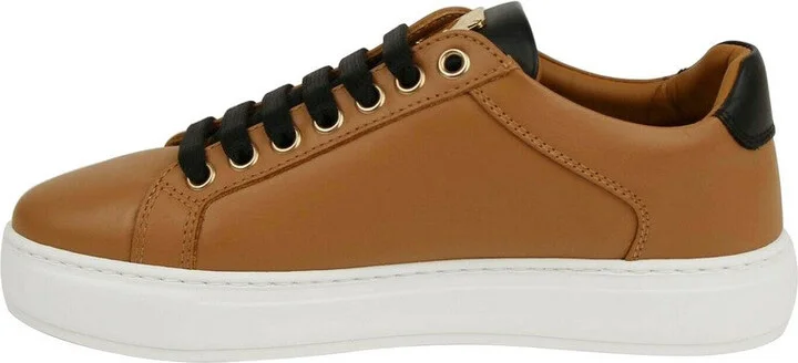 Women's Cognac Brown Visetos Leather Rabbit Print Sneakers MES9AMM76CO0 - Image 7
