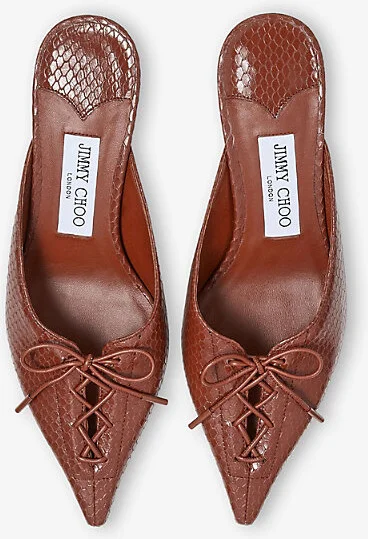 Womens Cognac Scarlett 50 Printed Leather Mules Eur 41 / 8 Uk Women - Image 2