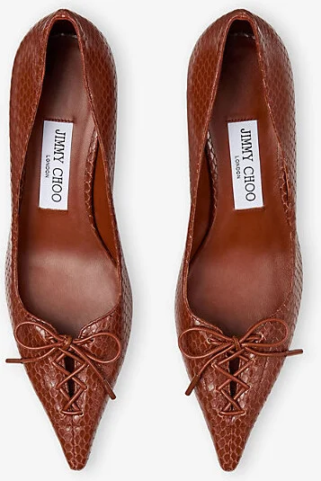 Womens Cognac Scarlett 50 Printed Leather Pumps Eur 35.5/2.5 Uk Women - Image 2