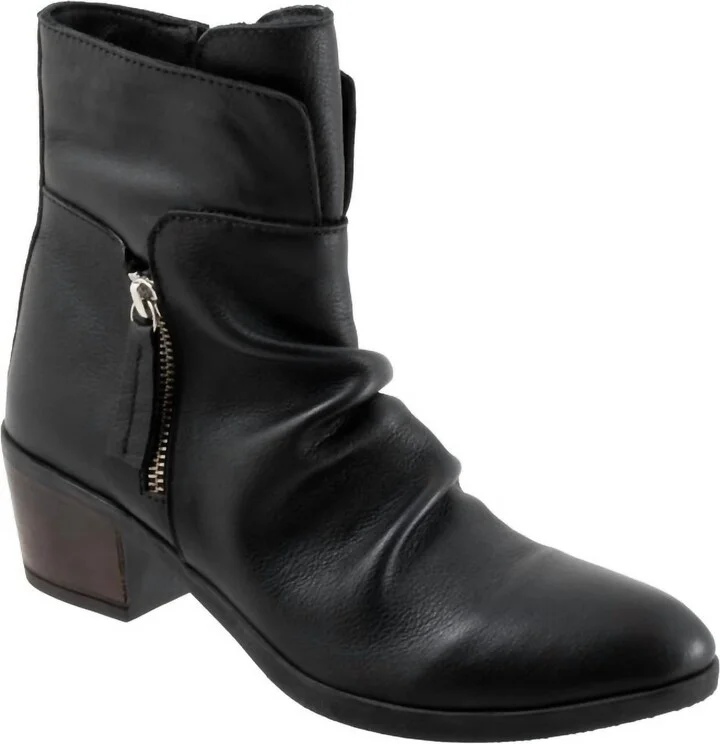 Women's Colbie Ruched Leather Boot In Black