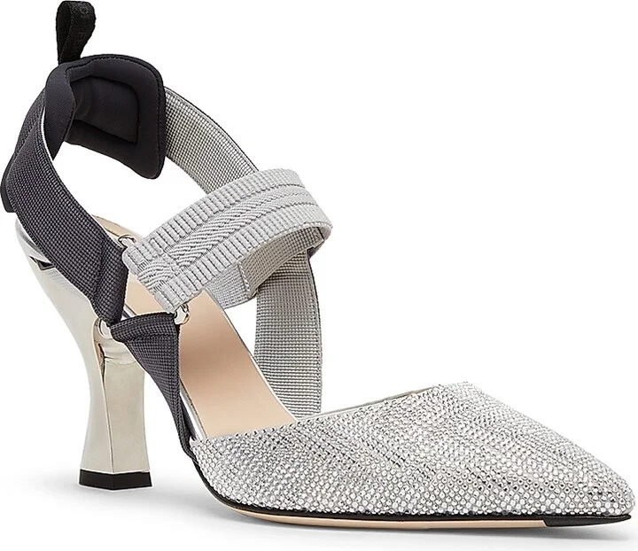 Women's Colibri 85MM Crystal-Embellished Slingback Pumps - Grey - Size 5 - Image 2