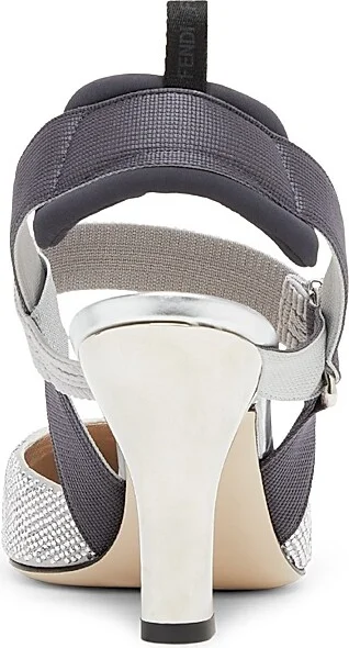 Women's Colibri 85MM Crystal-Embellished Slingback Pumps - Grey - Size 5 - Image 3