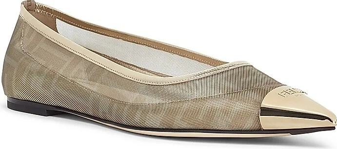 Women's Colibri FF Logo Mesh Ballet Flats - Gold - Size 6 - Image 2