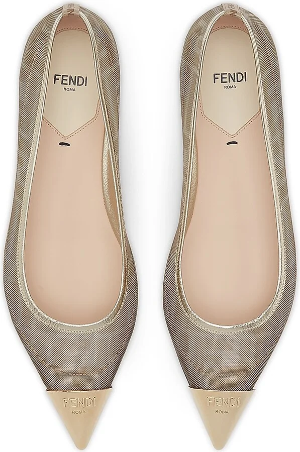 Women's Colibri FF Logo Mesh Ballet Flats - Gold - Size 6 - Image 4